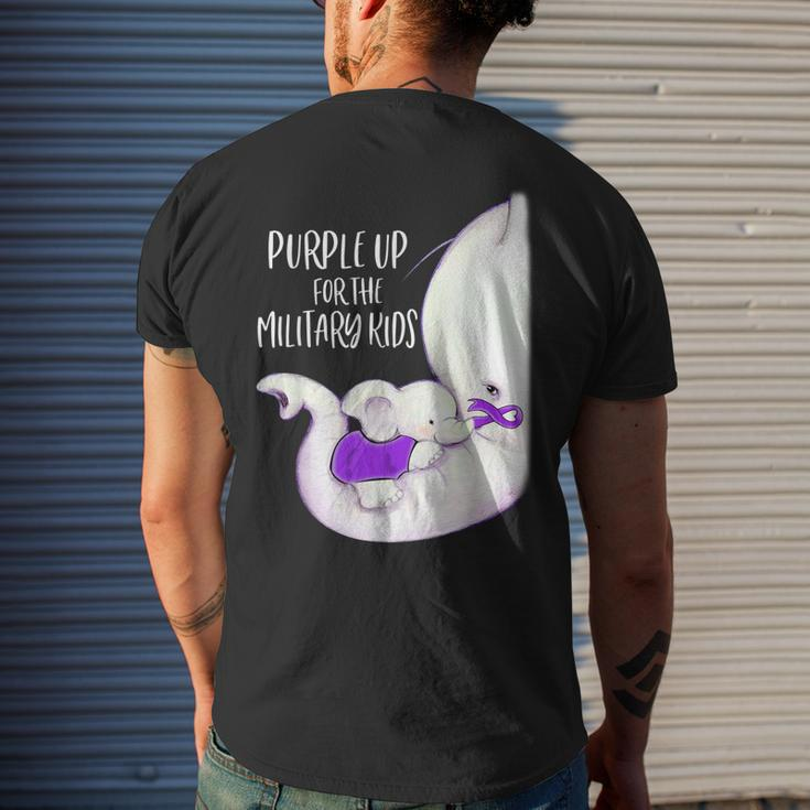 Purple Up For The Military Kids Month Funny Elephant Ribbon Mens Back Print T-shirt Gifts for Him