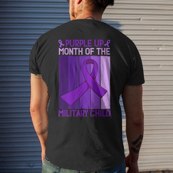Purple Up Month Of The Military Child Month Ribbon Mens Back Print T-shirt Gifts for Him