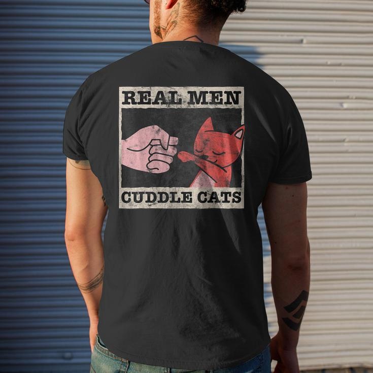 Real Men Cuddle Cats Cat Dad Pet Cats Lover Men's Back Print T-shirt Gifts for Him