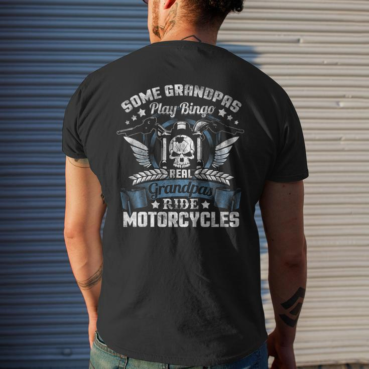 Real Grandpa Biker Shirt Fathers Day Motorcycle Ride Papa Men's Back Print T-shirt Gifts for Him