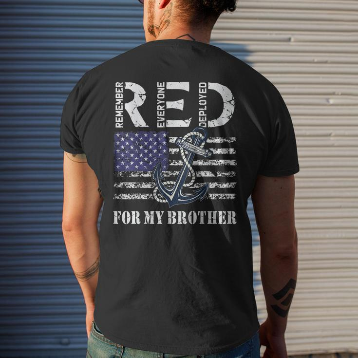 Red Friday For My Brother Deployed Navy Soldier Us Flag Gift Mens Back Print T-shirt Gifts for Him