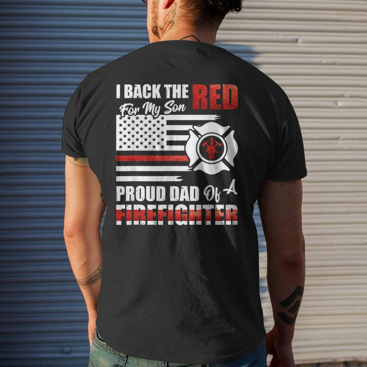 I Back The Red For My Son Proud Dad Of A Firefighter Fathers Men's T-shirt Back Print Gifts for Him