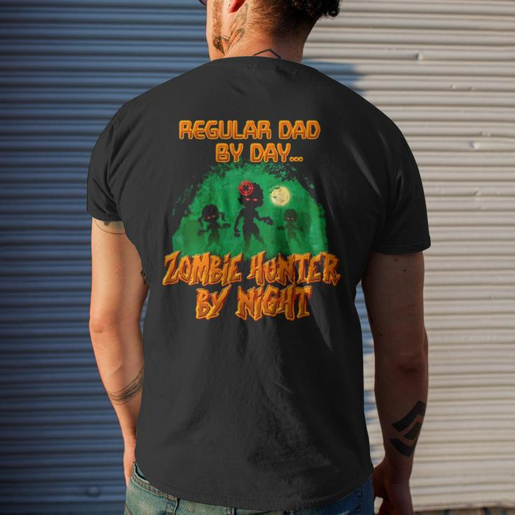 Regular Dad By Day Zombie Hunter By Night Halloween Single Dad Men's Back Print T-shirt Gifts for Him
