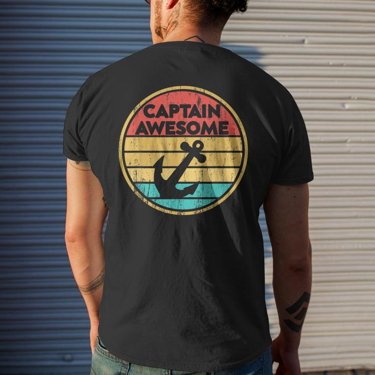 Retro Anchor Sailboat - Vintage Sailing Captain Awesome Men's T-shirt Back Print Gifts for Him