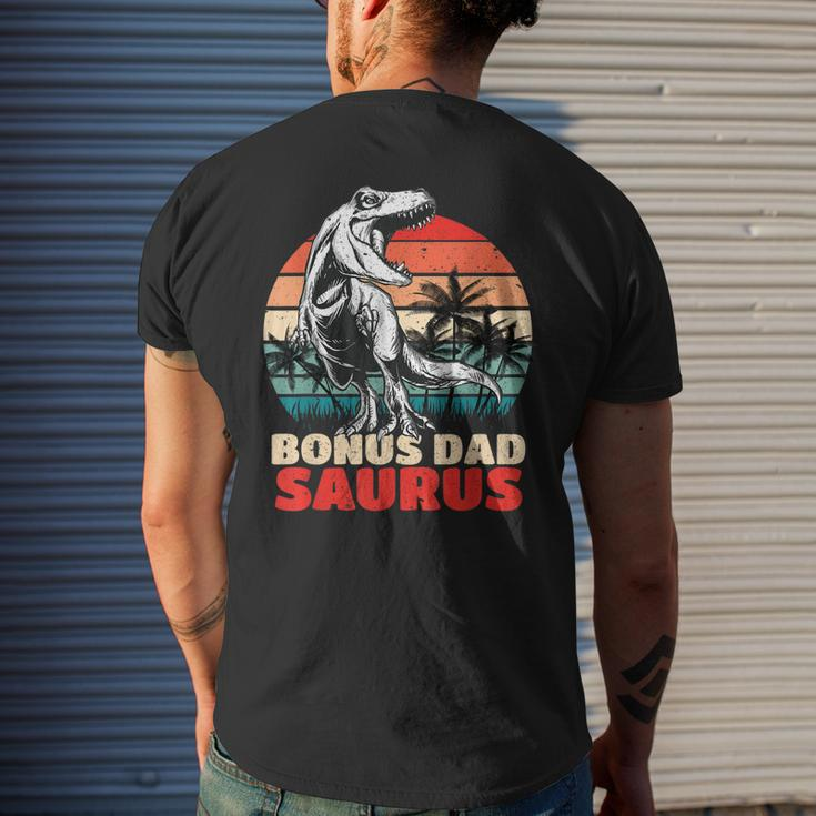 Retro Bonus Dadsaurus Rex Funny Bonus Dad Saurus Dinosaur Mens Back Print T-shirt Gifts for Him