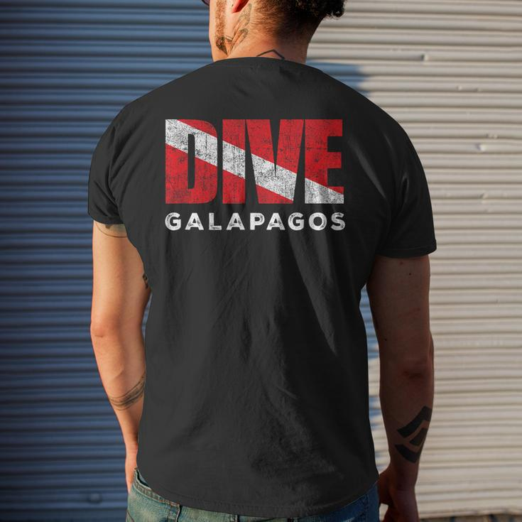 Retro Dive Galapagos Scuba Diver Vintage Dive Flag Diving Men's T-shirt Back Print Gifts for Him