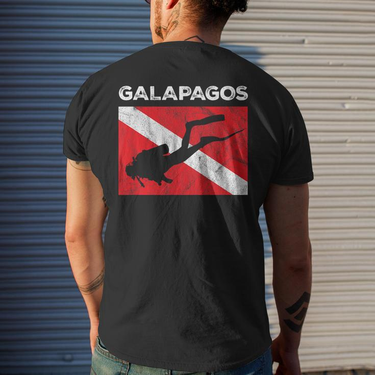 Retro Galapagos Islands Scuba Dive Vintage Dive Flag Diving Men's T-shirt Back Print Gifts for Him