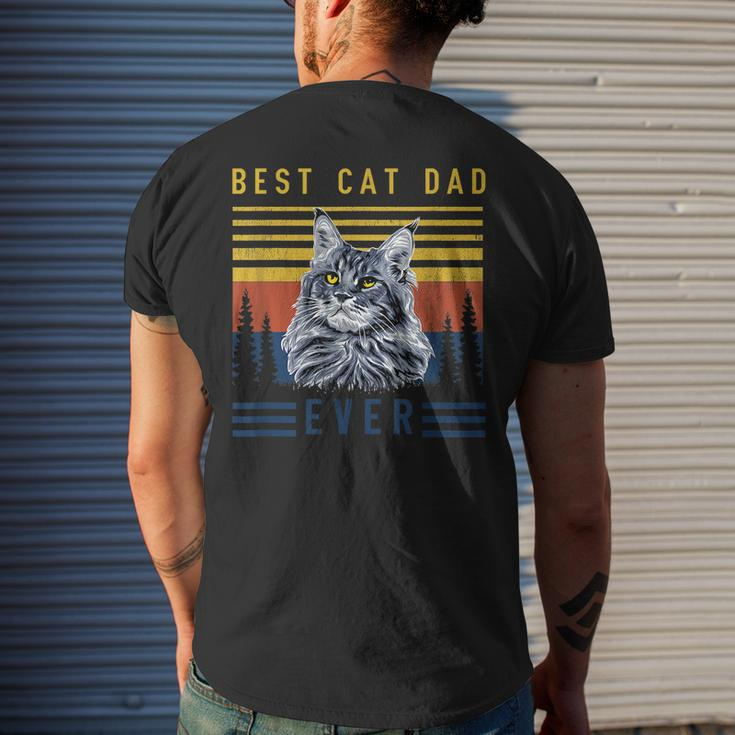 Retro Maine Coon Cat Best Cat Dad Ever Funny Cat Maine Coon Mens Back Print T-shirt Gifts for Him