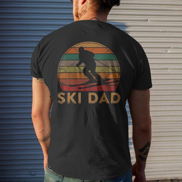 Mens Retro Ski Dad Sunset Winter Skiing Daddy Father Skier Men's T-shirt Back Print Gifts for Him