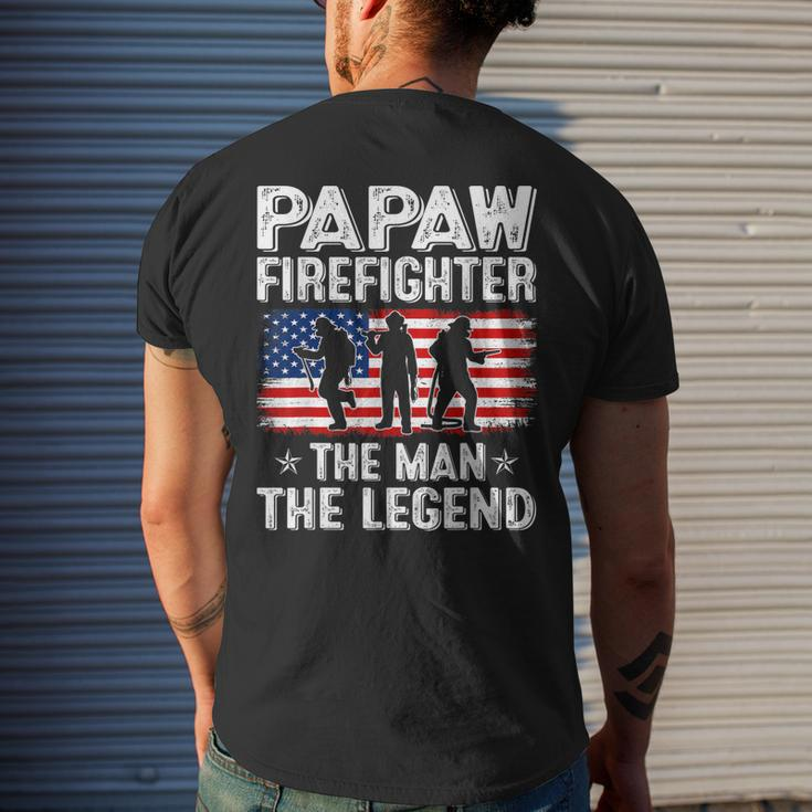 Retro Us Flag Fathers Day Papaw Firefighter The Legend Gift For Mens Mens Back Print T-shirt Gifts for Him