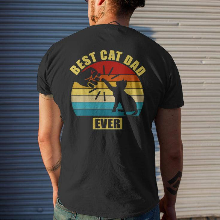 Mens Retro Vintage Best Cat Dad Ever Fist Bump Men's Back Print T-shirt Gifts for Him