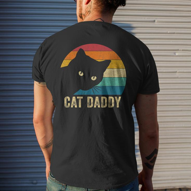 Retro Vintage Cat Daddy Funny Cat Dad Gifts Fathers Day Mens Back Print T-shirt Gifts for Him