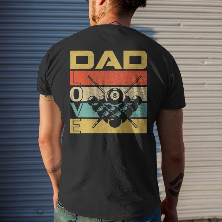 Retro Vintage Dad Love Billiards Fathers Day Men's T-shirt Back Print Gifts for Him