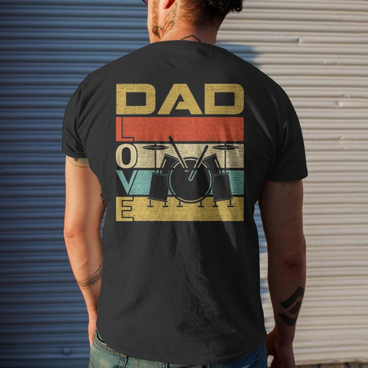 Retro Vintage Dad Love Drums Fathers Day Cool Men's T-shirt Back Print Gifts for Him