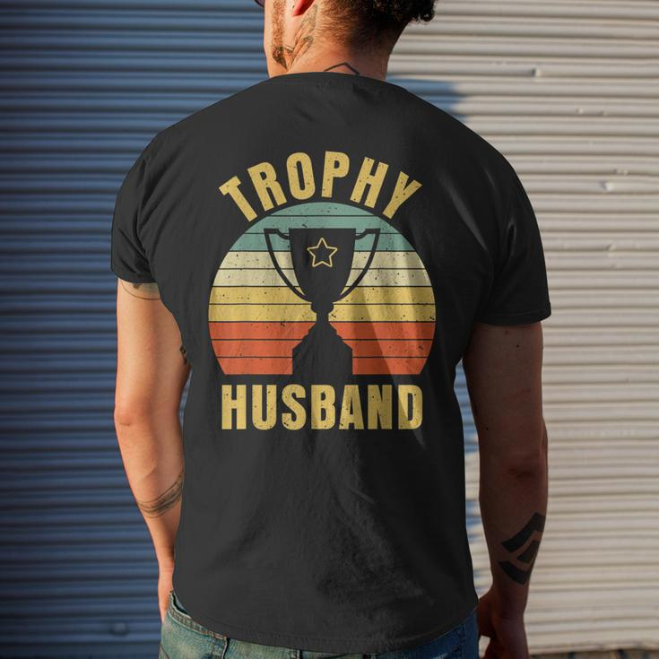 Retro Vintage Trophy Dad Husband Reward Best Father Men's Back Print T-shirt Gifts for Him
