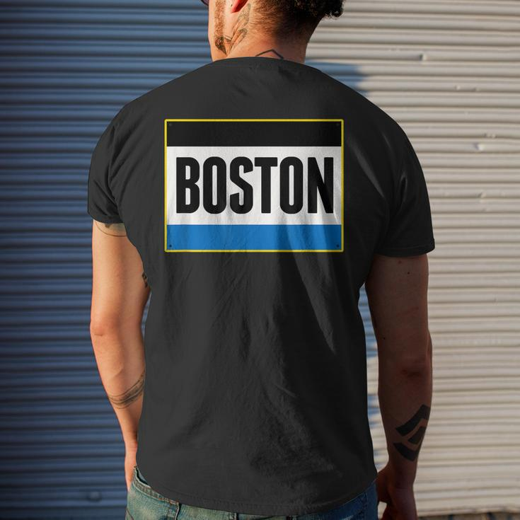 Retro Yellow Boston Massachusetts Ma Running Bib Stencil Men's Back Print T-shirt Gifts for Him