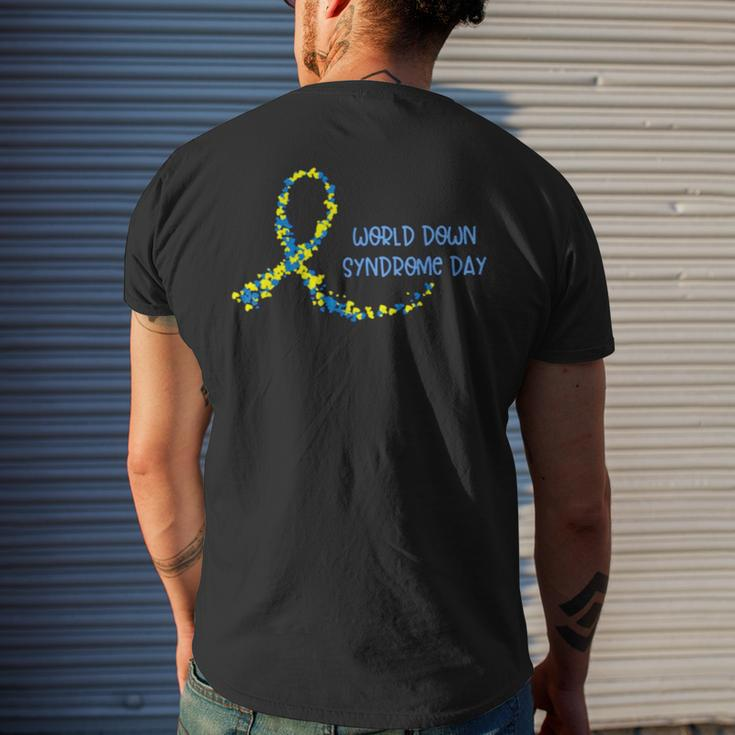 Ribbon World Down Syndrome Day V2 Men's Back Print T-shirt Gifts for Him
