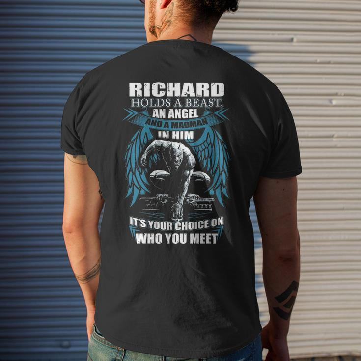 Richard Name Gift Richard And A Mad Man In Him V2 Mens Back Print T-shirt Gifts for Him