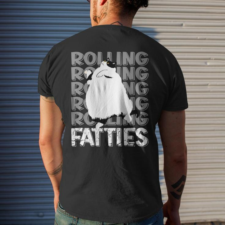 Rolling Fatties Cat Funny Cat Lover Outfit Cat Dad Cat Mom Mens Back Print T-shirt Gifts for Him