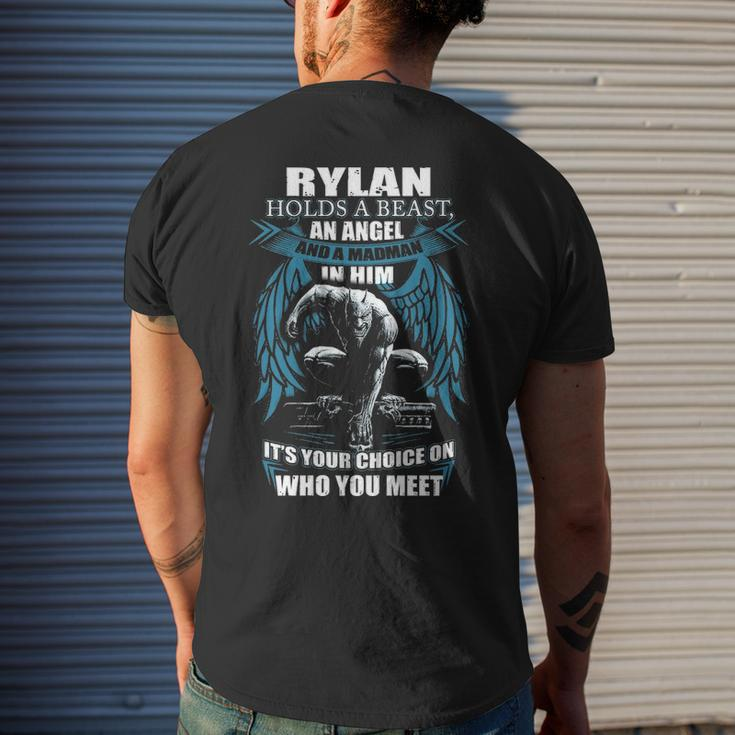 Rylan Name Gift Rylan And A Mad Man In Him V2 Mens Back Print T-shirt Gifts for Him