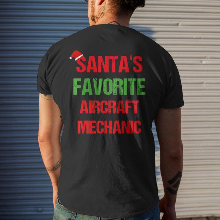 Santas Favorite Aircraft Mechanic Funny Christmas Gift Mens Back Print T-shirt Gifts for Him