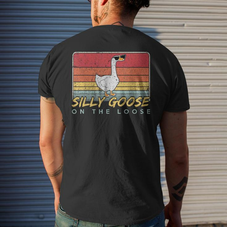 Silly Goose On The Loose Funny Silly Goose University Mens Back Print T-shirt Gifts for Him