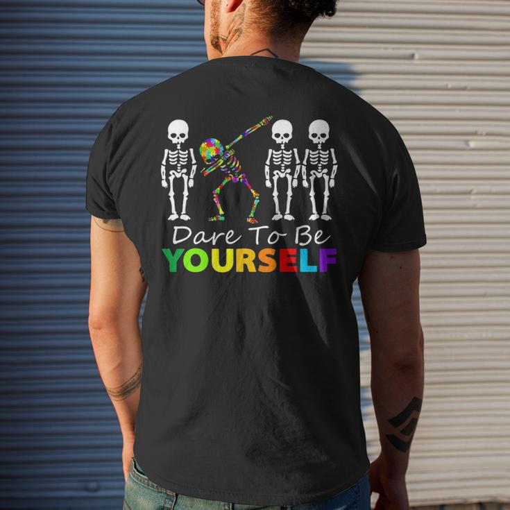 Skeleton Dabbing Dare To Be Yourself Autism Men's T-shirt Back Print Gifts for Him