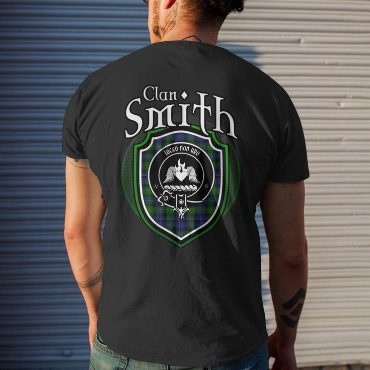 Smith Clan Crest | Scottish Clan Smith Family Crest Badge Mens Back Print T-shirt Gifts for Him