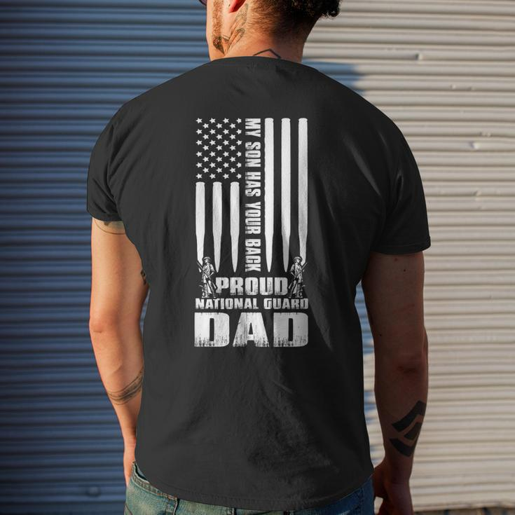 Mens My Son Has Your Back Proud National Guard Dad Army Dad Men's T-shirt Back Print Gifts for Him