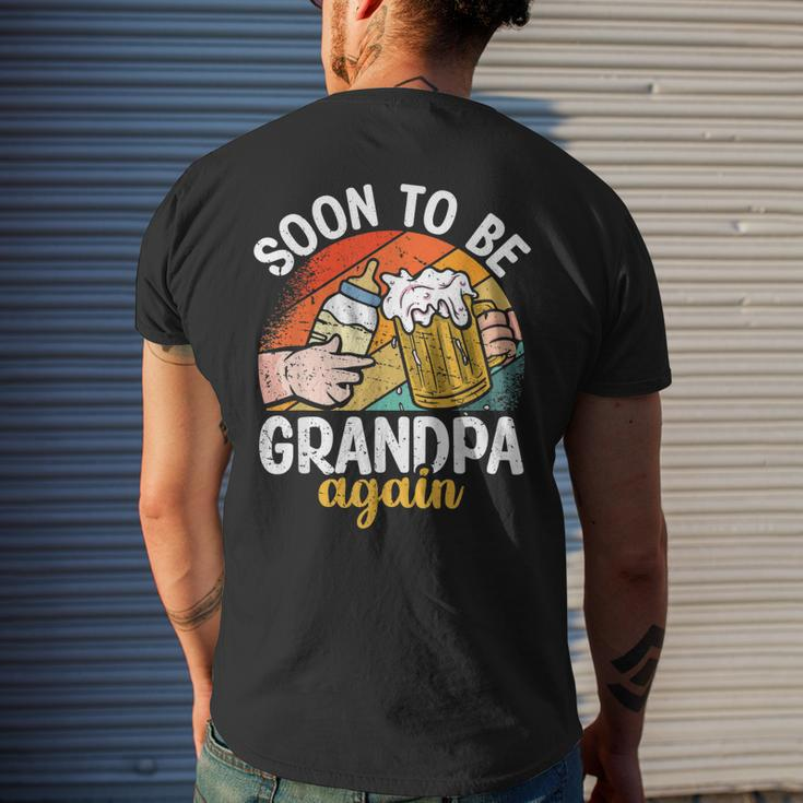 Soon To Be Grandpa Again Vintage Granddad To Be Fathers Day Men's Back Print T-shirt Gifts for Him