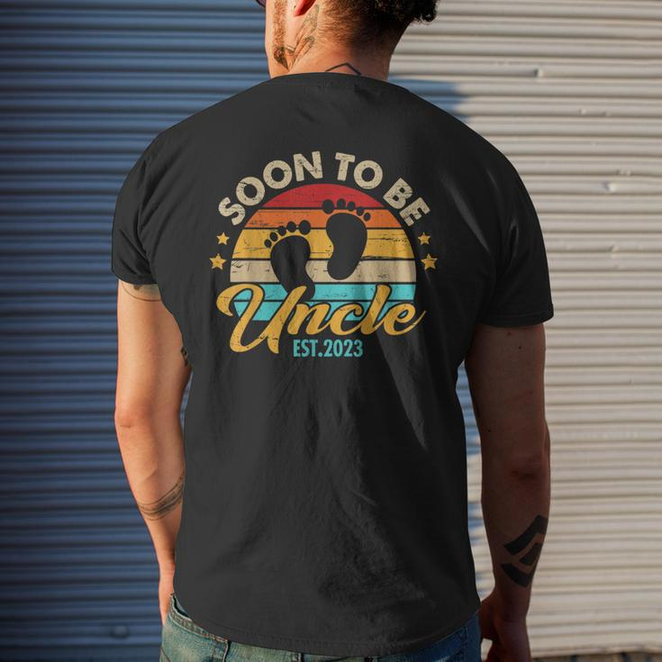 Mens Soon To Be Uncle 2023 Fathers Day First Time Dad Pregnancy Men's T-shirt Back Print Gifts for Him