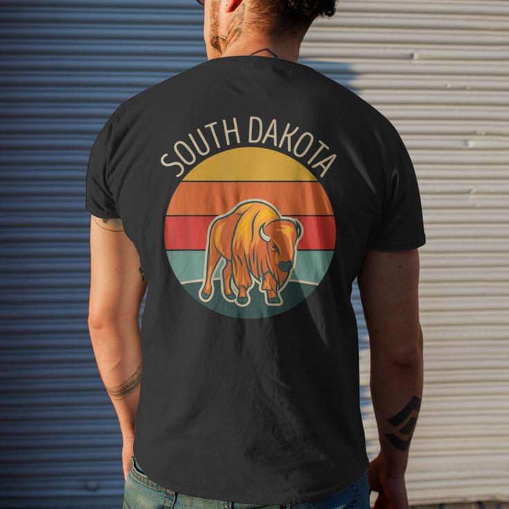 South Dakota Badlands Road Trip Buffalo Bison Vintage Mens Back Print T-shirt Gifts for Him
