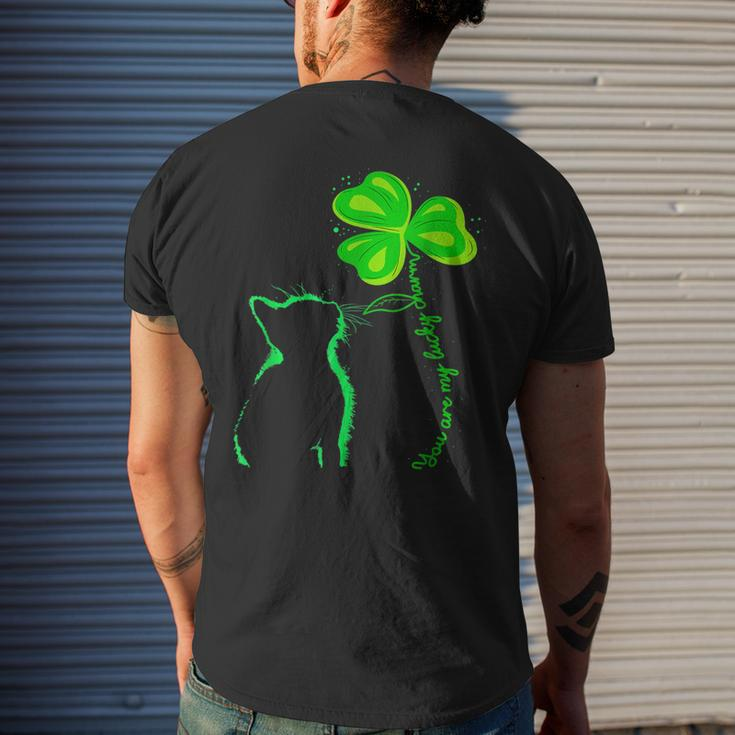 St Patricks Day Black Cat My Lucky Charm Men's T-shirt Back Print Gifts for Him