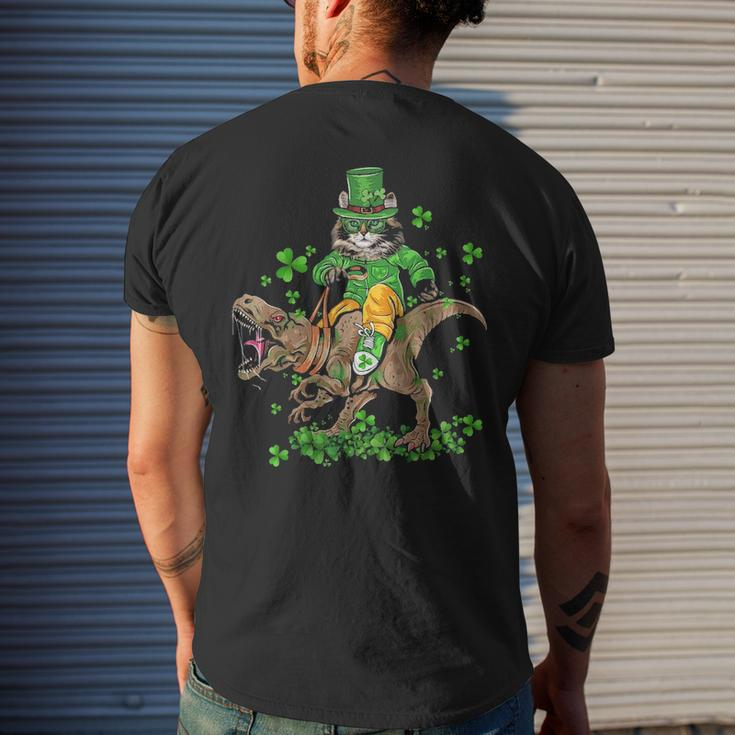 St Patricks Day Irish Cat RidingRex Shamrock Men's T-shirt Back Print Gifts for Him