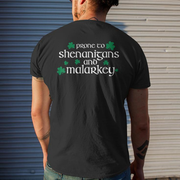 St Patricks Day Prone To Shenanigans And Malarkey Men's T-shirt Back Print Gifts for Him