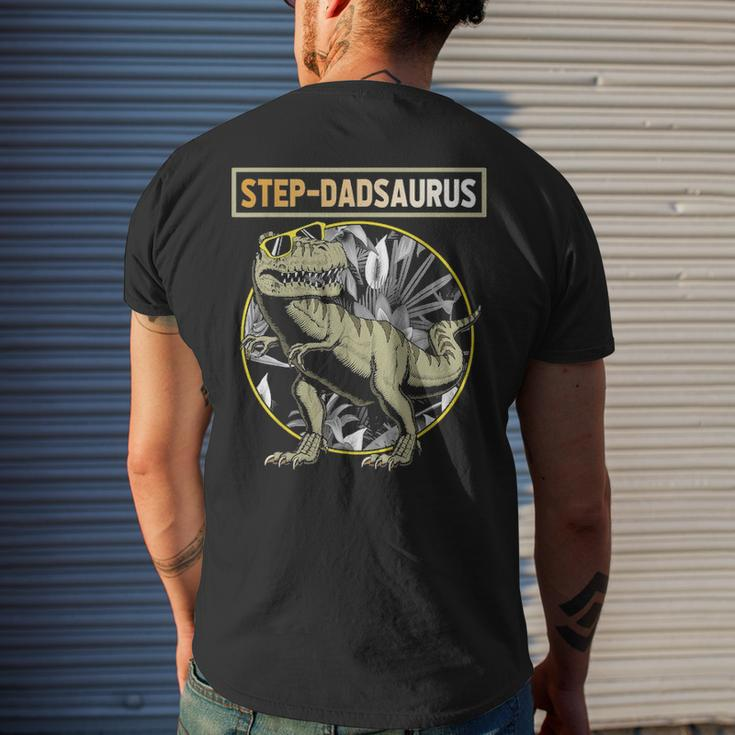 Step Dadsaurus Step Dad Dinosaur Fathers Day Men's T-shirt Back Print Gifts for Him
