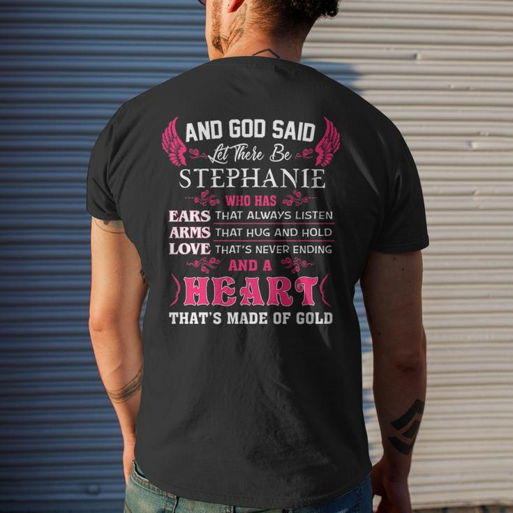 Stephanie Name Gift And God Said Let There Be Stephanie V2 Mens Back Print T-shirt Gifts for Him