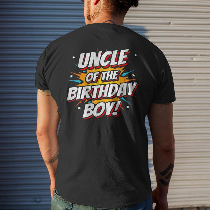 Superhero Party Comics Birthday Uncle Of Birthday Boy Mens Back Print T-shirt Gifts for Him