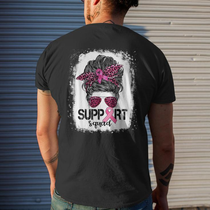 Support Squad Messy Bun Pink Warrior Breast Cancer Awareness V2 Men's Back Print T-shirt Gifts for Him