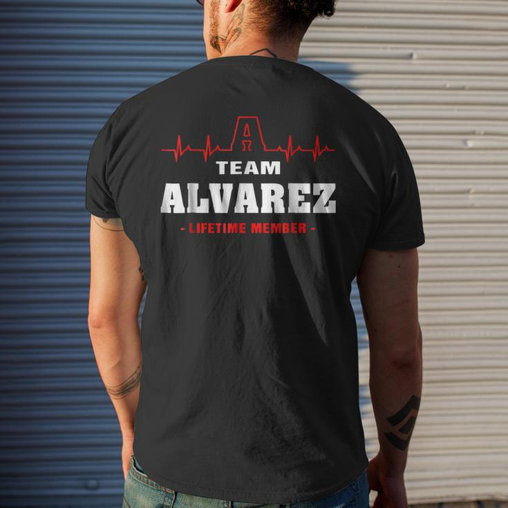 Team Alvarez Lifetime Member Name Surname Last Name Mens Back Print T-shirt Gifts for Him