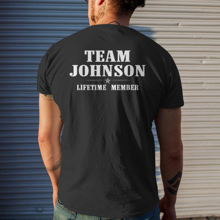 Team Johnson Surname Family Last Name Gift Mens Back Print T-shirt Gifts for Him