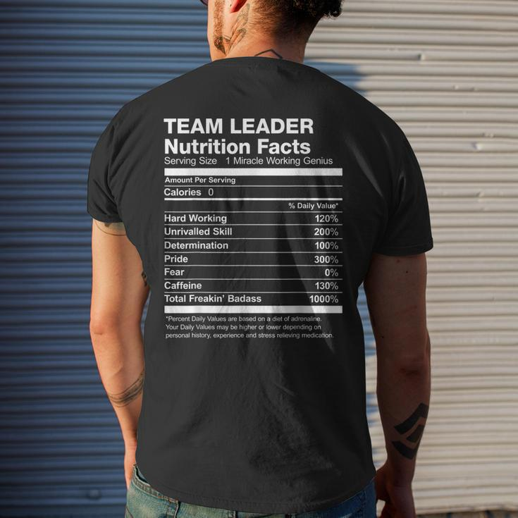 Team Leader Nutrition Facts Name Named _ Funny Mens Back Print T-shirt Gifts for Him