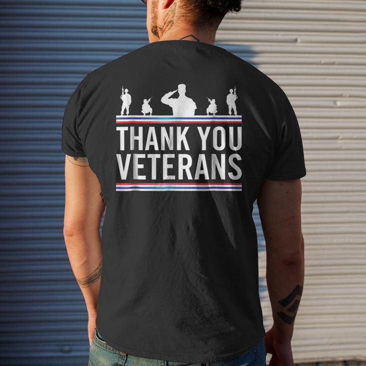 Thank You Veterans Day Military Vets Patriotic Salute Men's Back Print T-shirt Gifts for Him