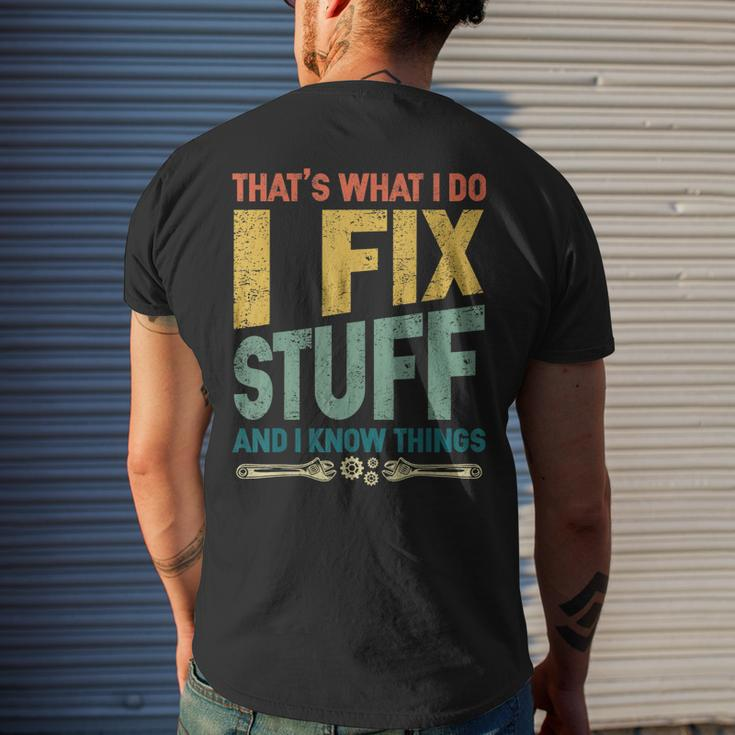 Thats What I Do I Fix Stuff And I Know Things Vintage Men's Back Print T-shirt Gifts for Him