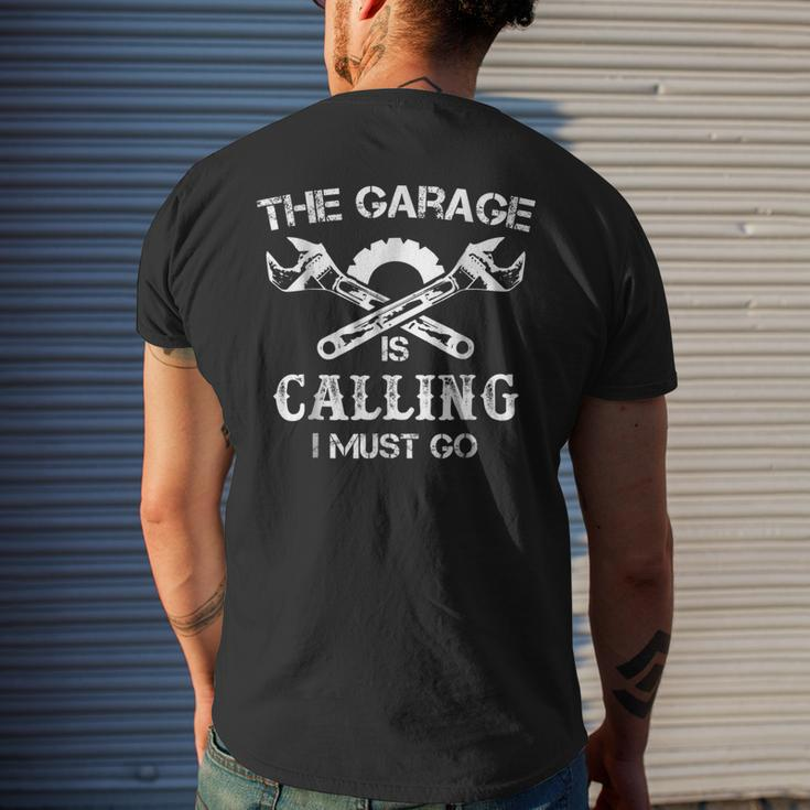 The Garage Is Calling I Must Go Funny Mechanic Mens Mens Back Print T-shirt Gifts for Him