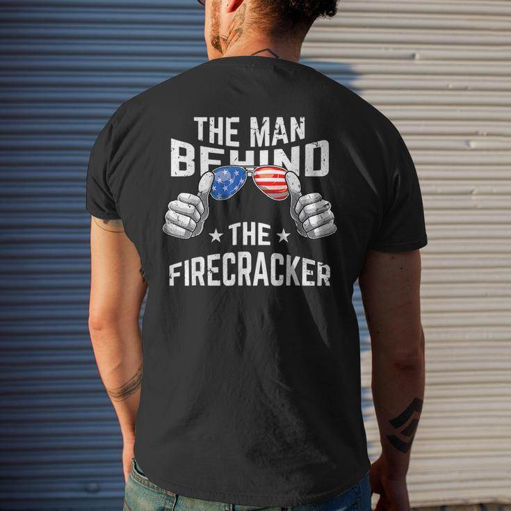 The Man Behind The Firecracker 4Th Of July Pregnancy New Dad Mens Back Print T-shirt Gifts for Him