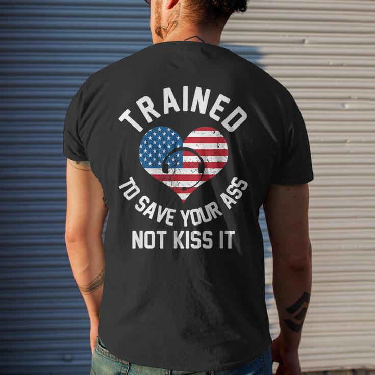 Trained To Save Your Ass Not Kiss It - 911 Operator Men's Back Print T-shirt Gifts for Him