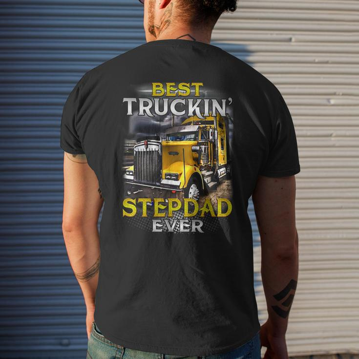 Trucker Fathers Day Best Truckin Stepdad Ever Mens Back Print T-shirt Gifts for Him