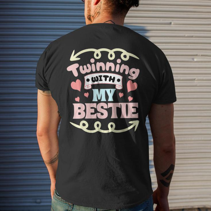 Twinning With My Bestie Spirit Week Twin Day Best Friend Men's Crewneck Short Sleeve Back Print T-shirt Gifts for Him