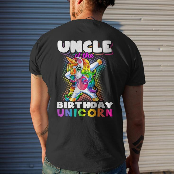 Uncle Of Birthday Unicorn Dabbing Unicorn Matching Family Mens Back Print T-shirt Gifts for Him